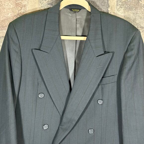 Givenchy Monsieur Double Breasted‎ Blazer Men's XL Gray Striped Jacket Coat Wool - Picture 2 of 16